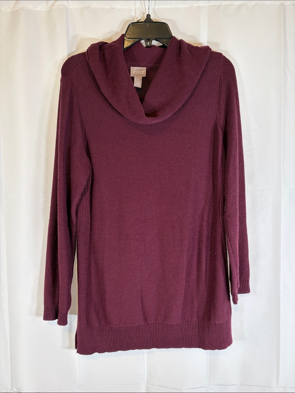 Chico's Plum Cowl Neck Tunic Sweater